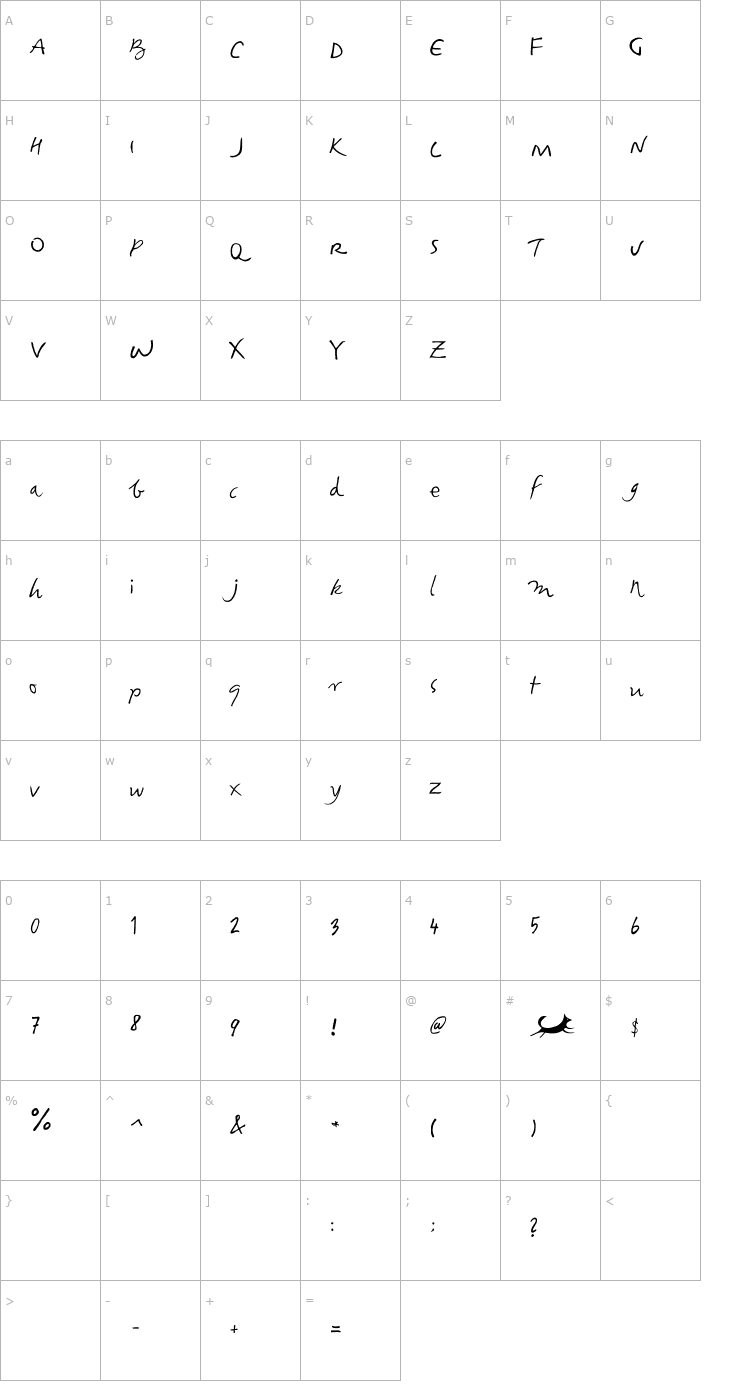 Character Map Foxjump Font