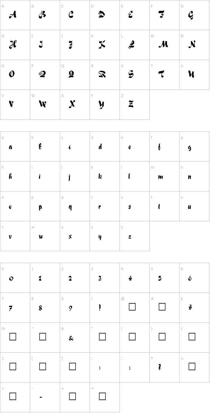Character Map Foxscript Regular Font