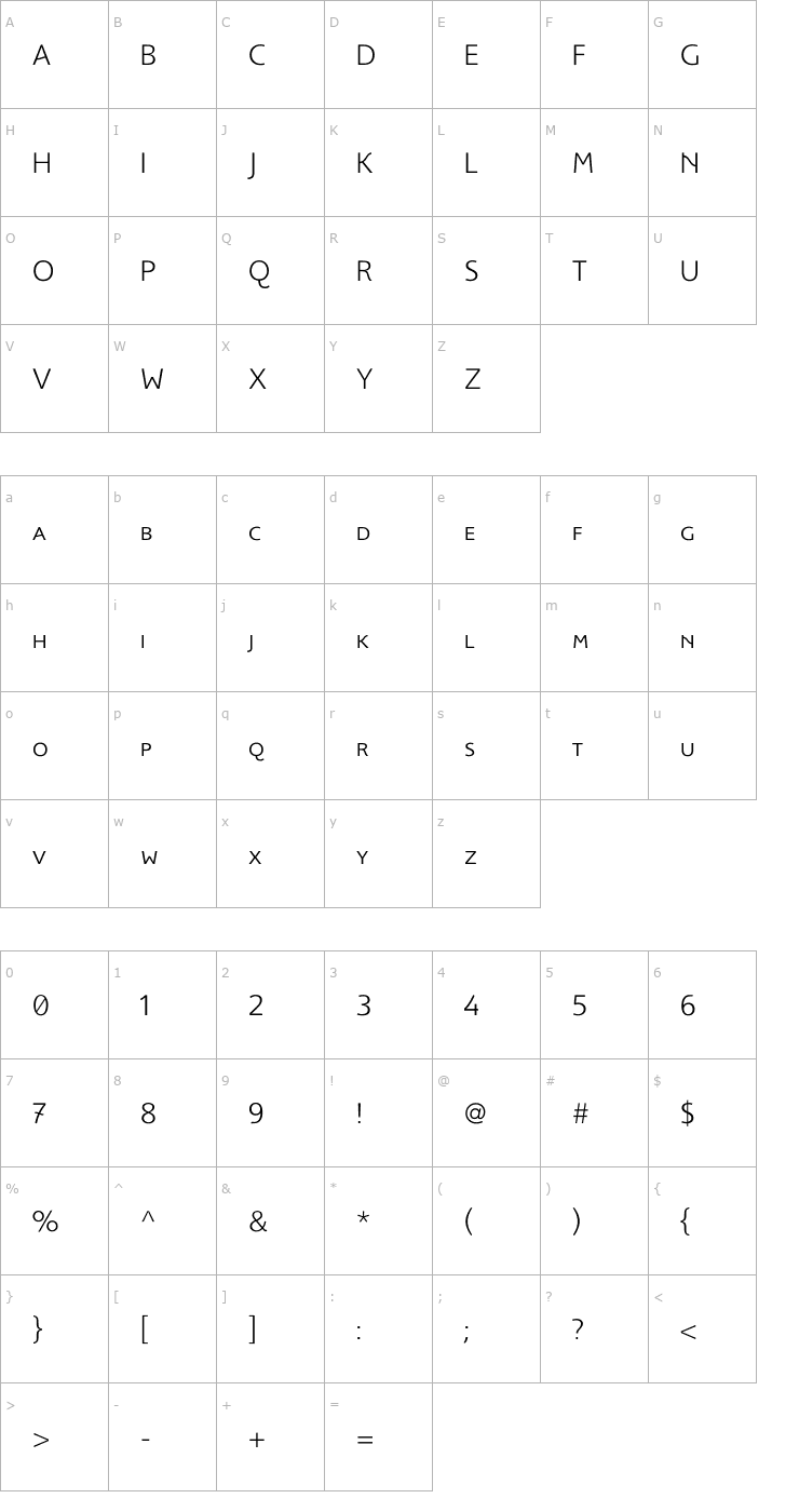 Character Map FoxSmallCapsLight Font