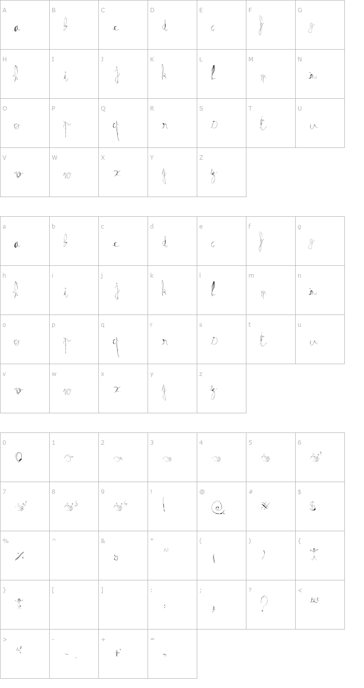 Character Map Fractrish Font