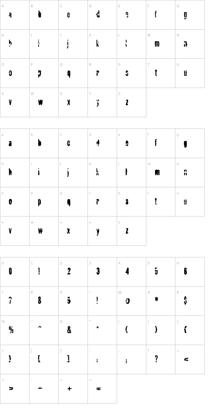 Character Map Fragile ICG Font