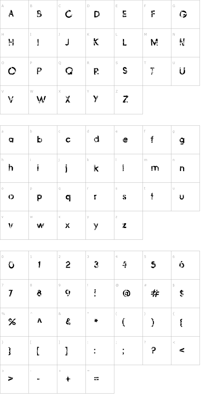 Character Map Frail & Bedazzled Font