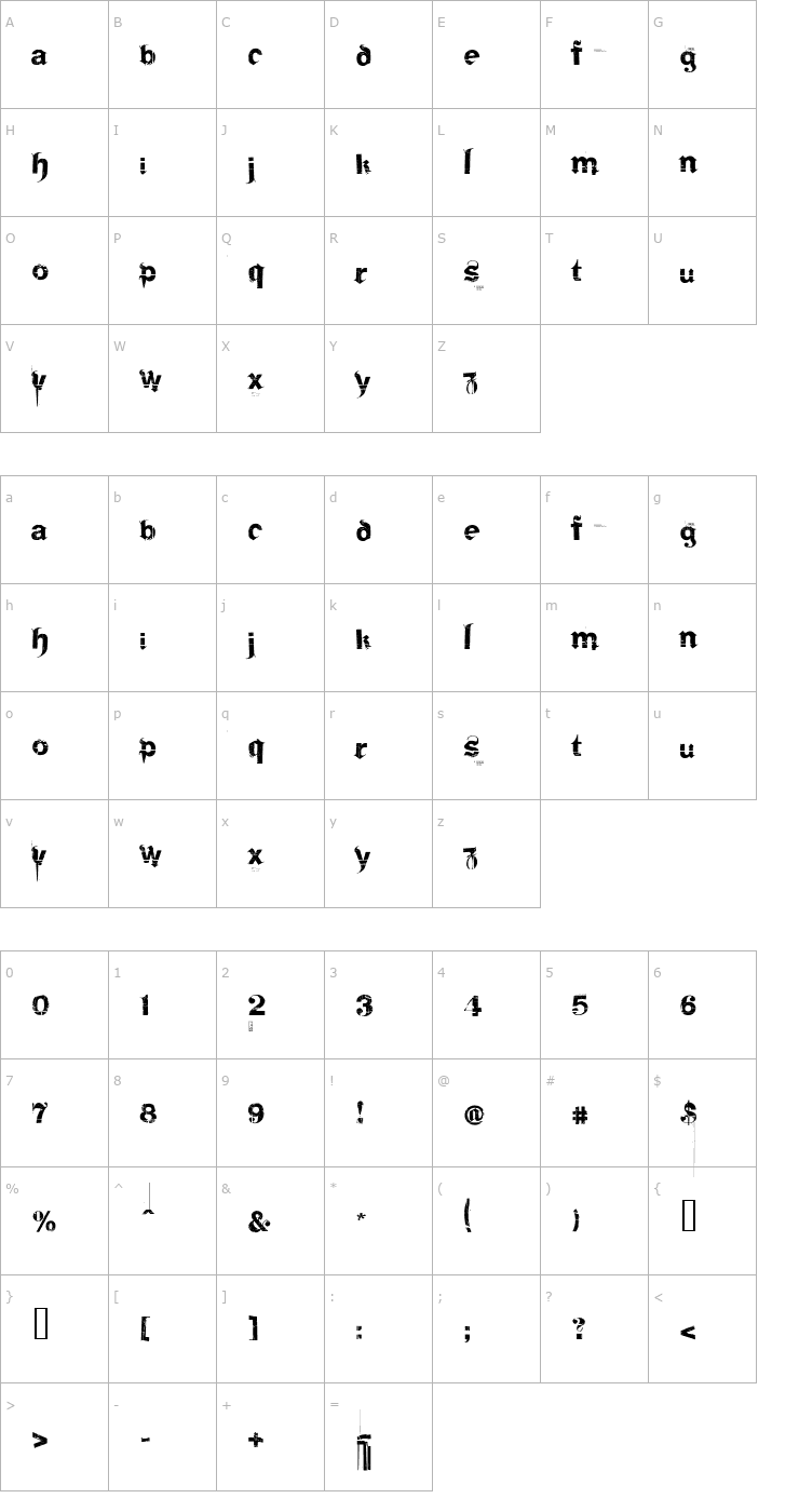 Character Map Frakturika Font