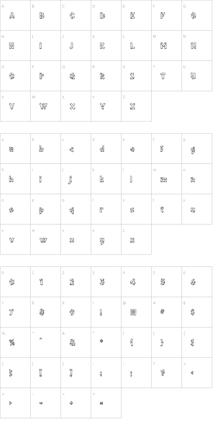Character Map Framed Regular Font