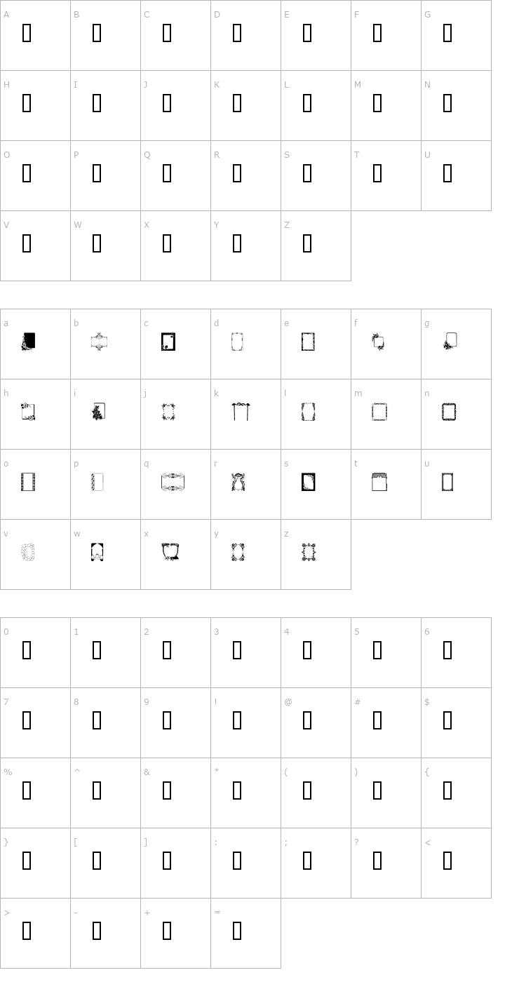 Character Map Frames Font