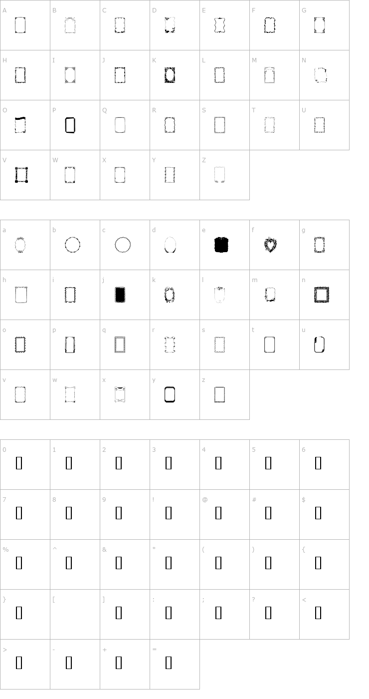 Character Map Frames1 Normal Font