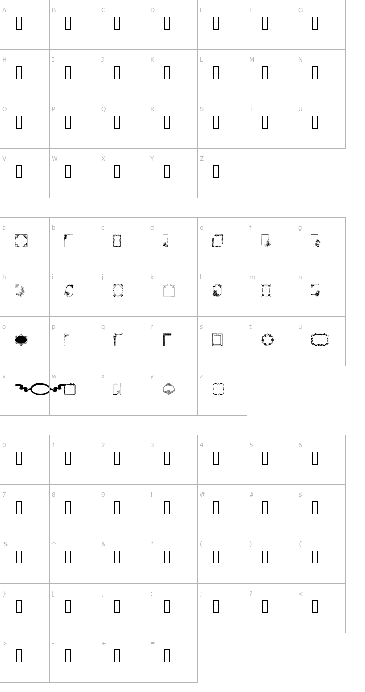 Character Map FramesAndBorders Font