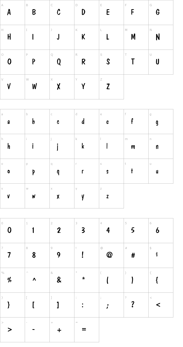 Character Map Franciscan Regular Font