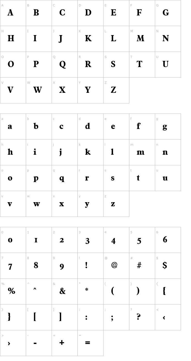 Character Map Francisco-Serial-ExtraBold-Regular Font