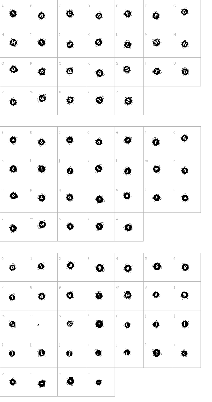 Character Map Franja Becker Font