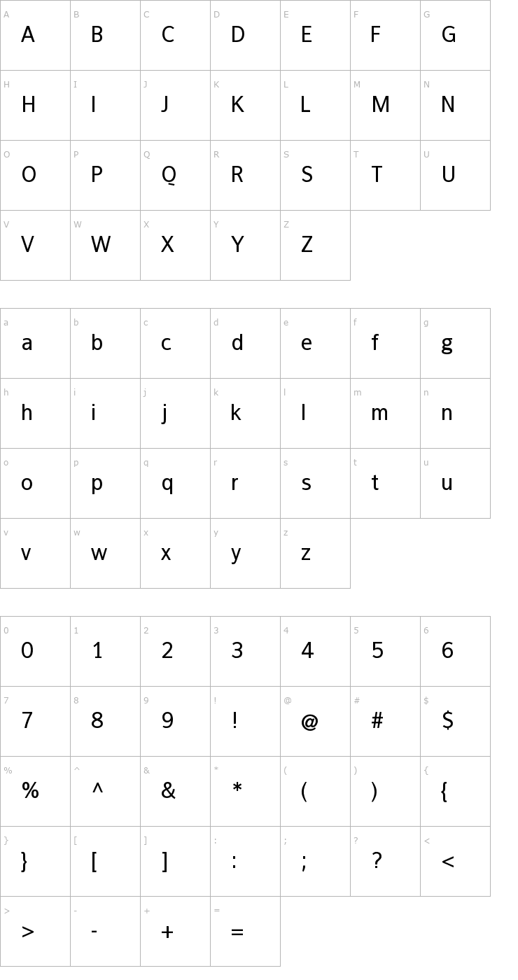 Character Map FranKleinMedium Font