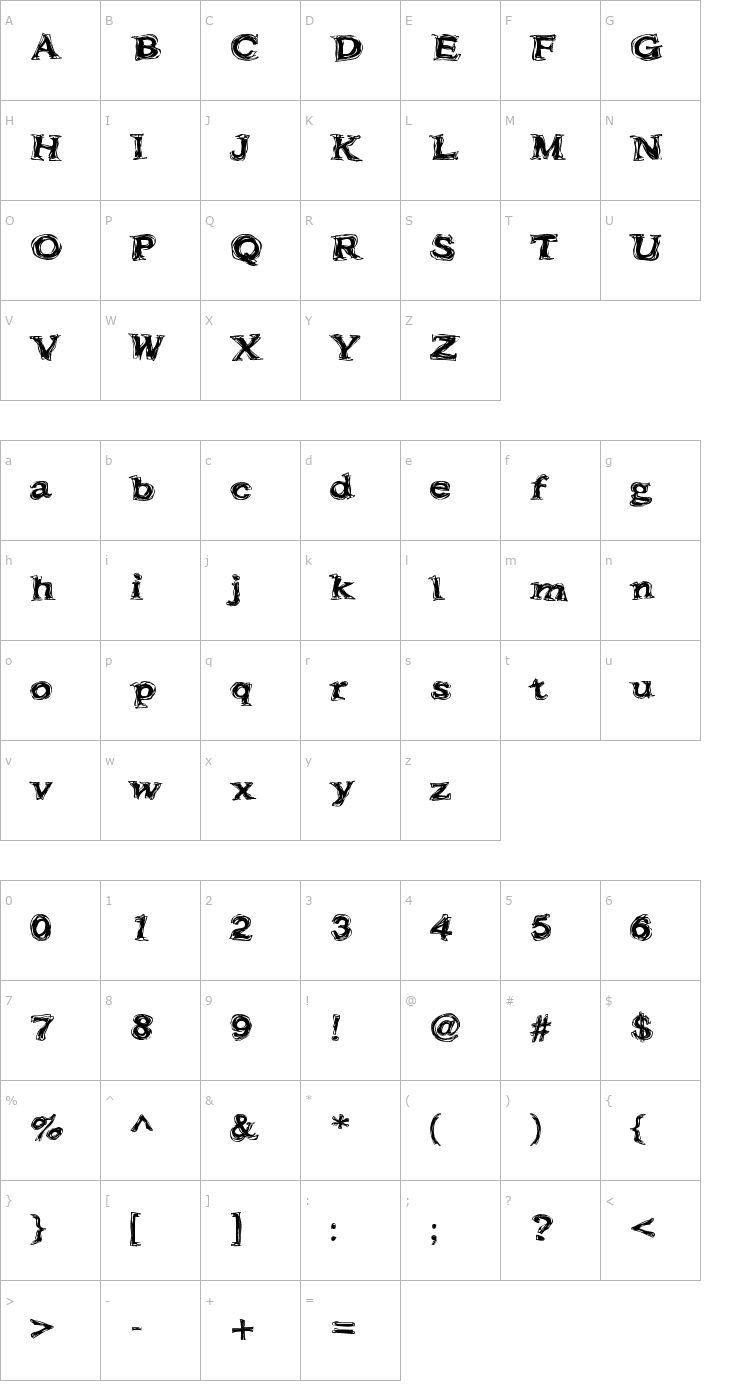 Character Map Frazzle Font