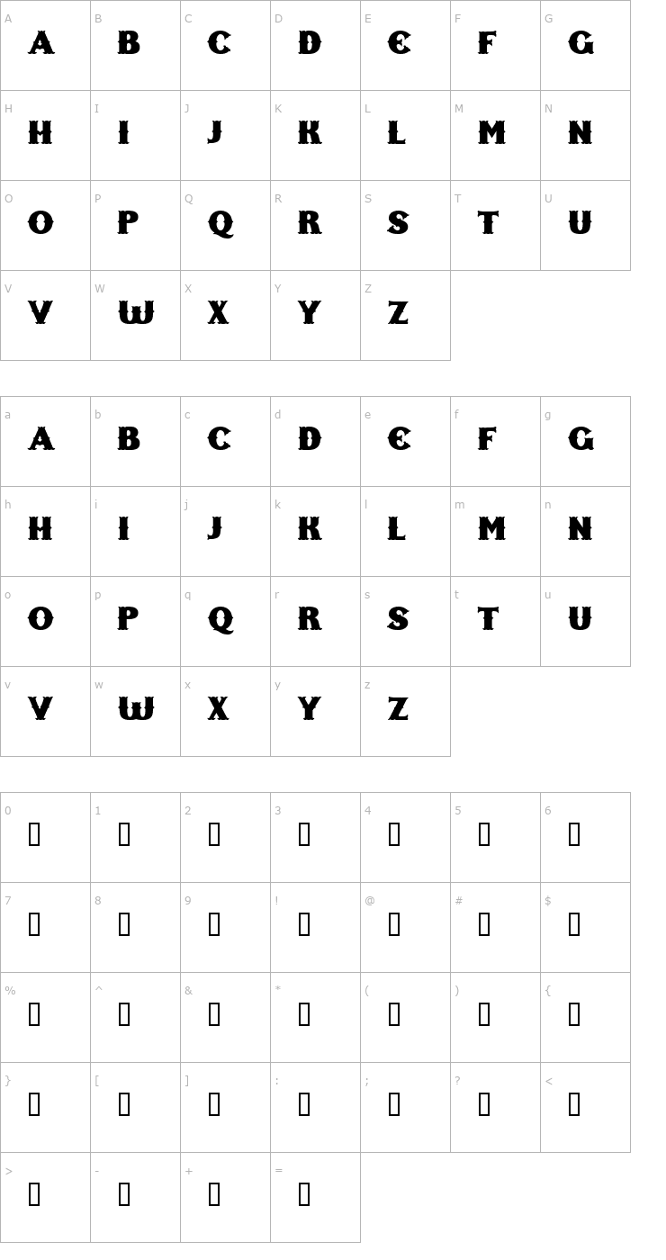 Character Map Freak Show Font