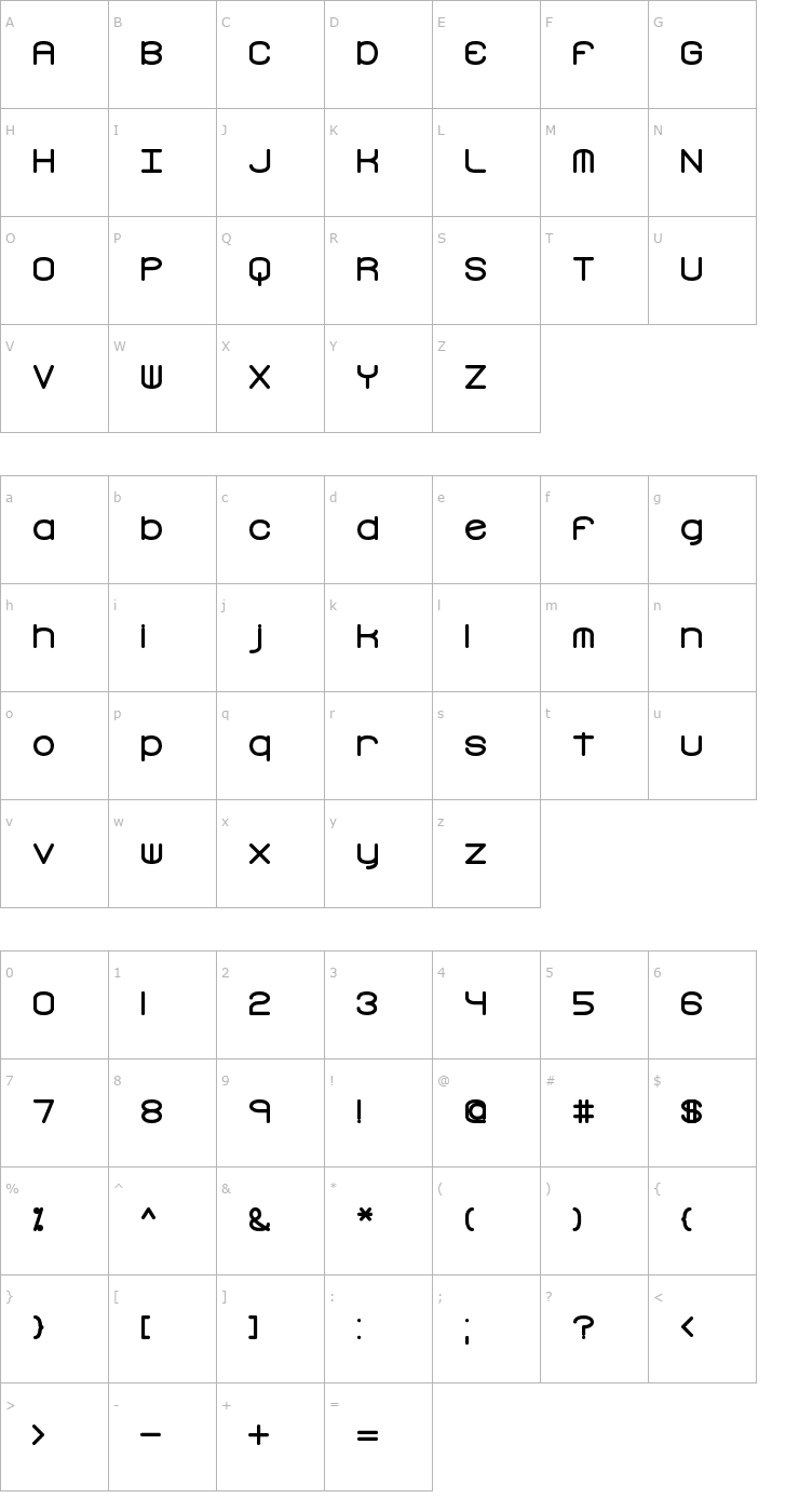 Character Map Freak Turbulence BRK Font