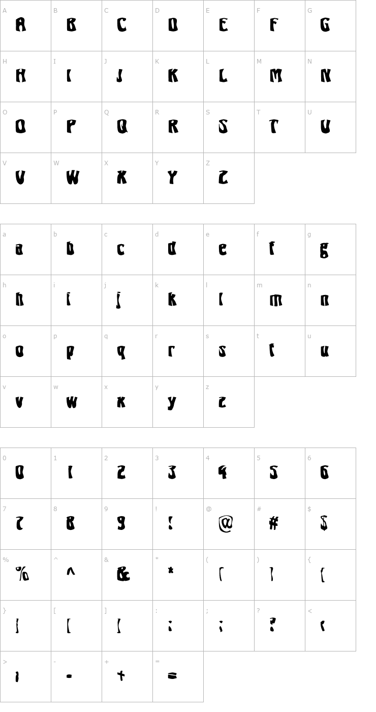 Character Map Freaky SF Font