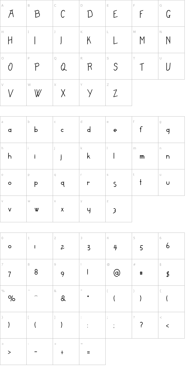 Character Map Freame-Plain Font