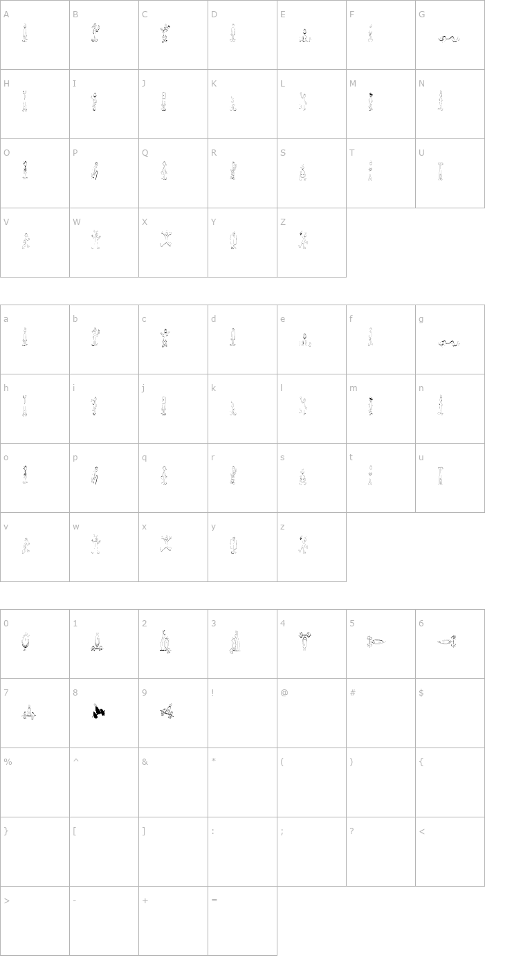 Character Map Fred-Skinny Font