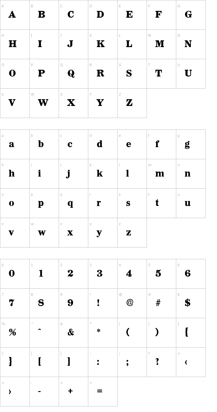 Character Map FredBecker-ExtraBold Font