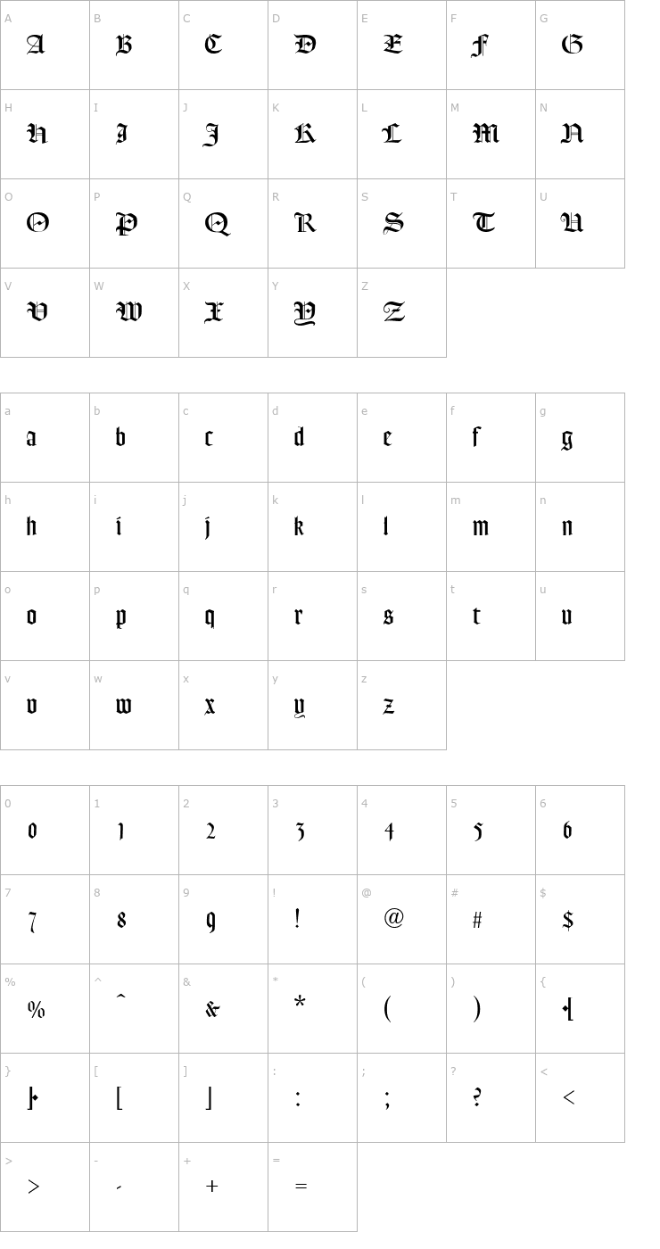 Character Map Frederick Text Font