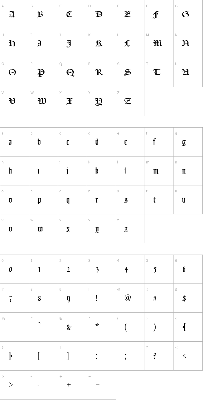 Character Map FrederickText-Regular OTF Font