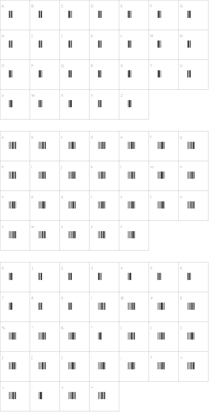 Character Map Free 3 of 9 Extended Regular Font