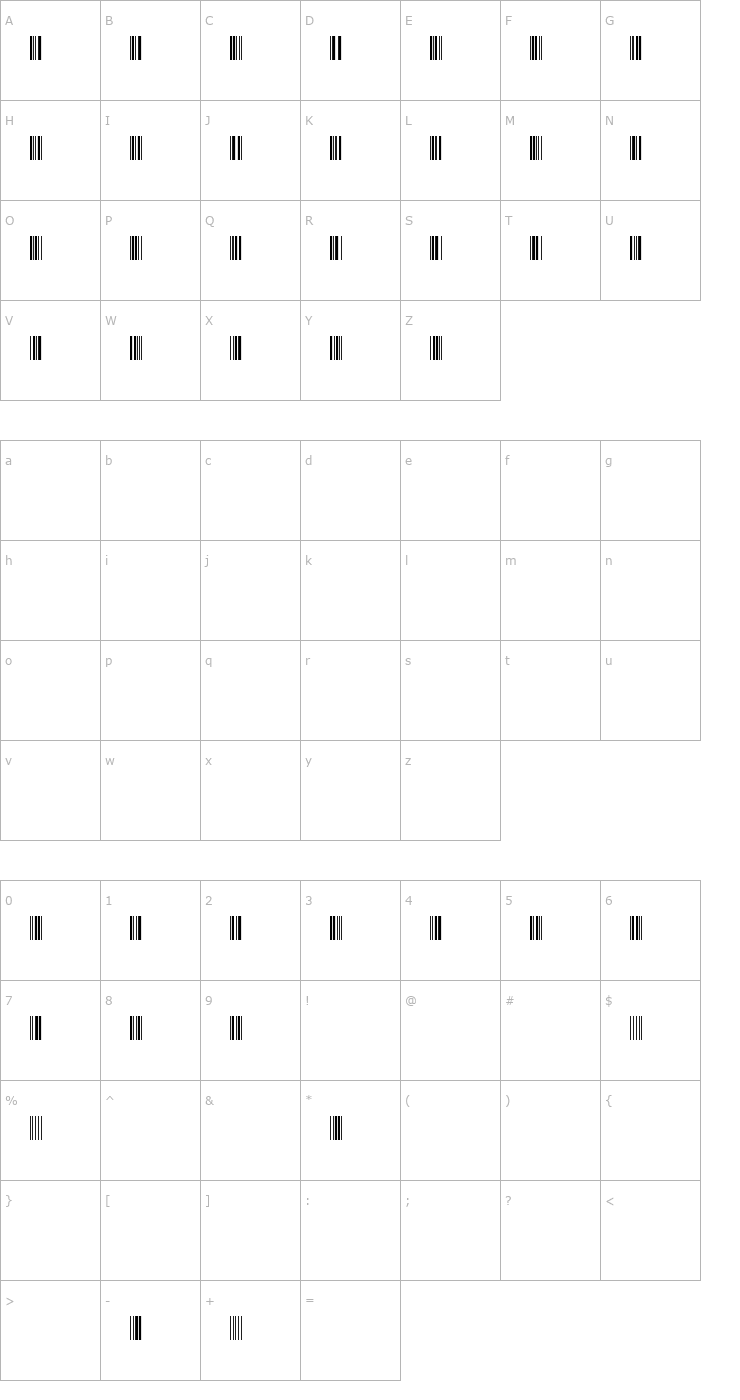 Character Map Free 3 of 9 Regular Font