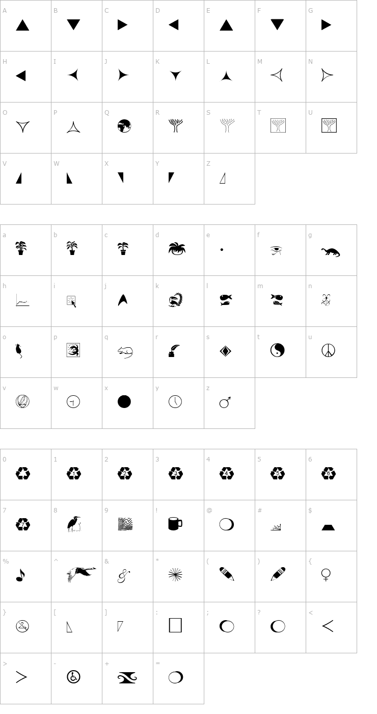 Character Map Free Regular Font