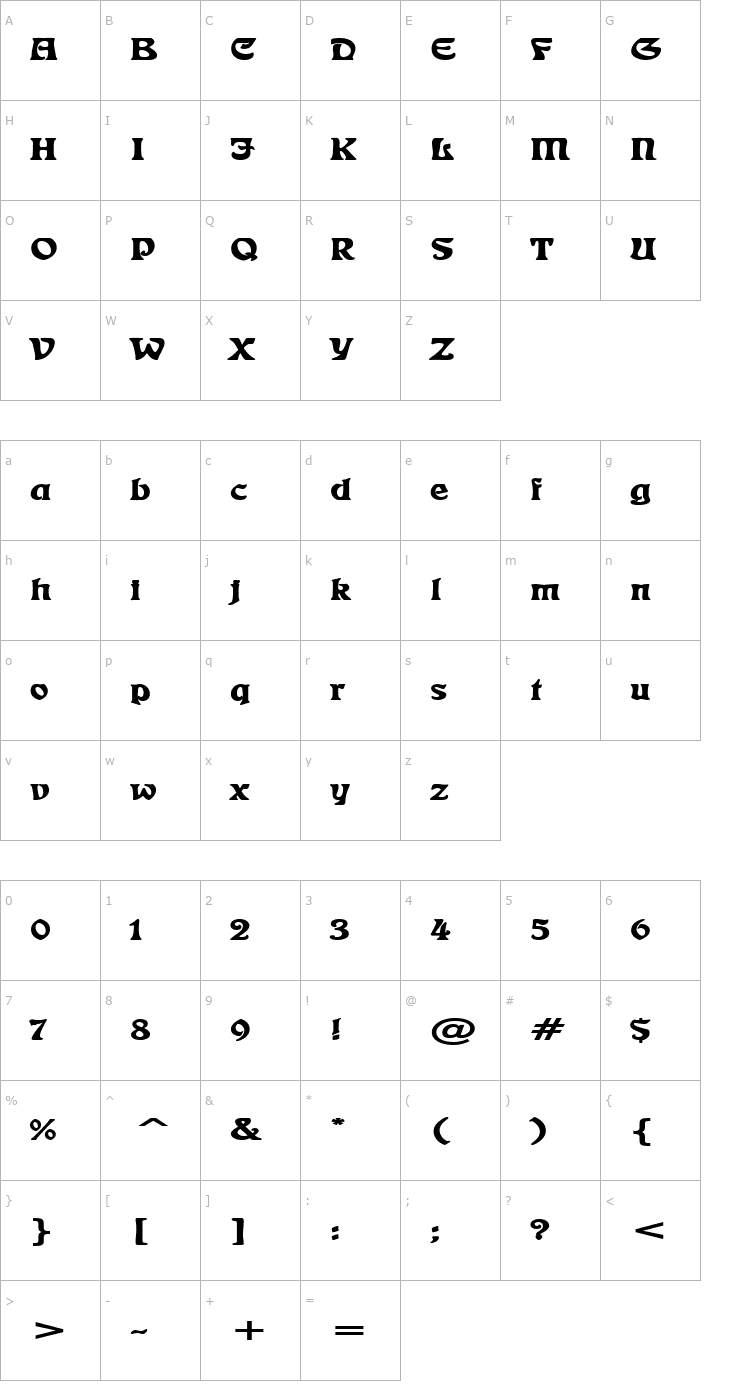 Character Map Freedom Extended Bold Font