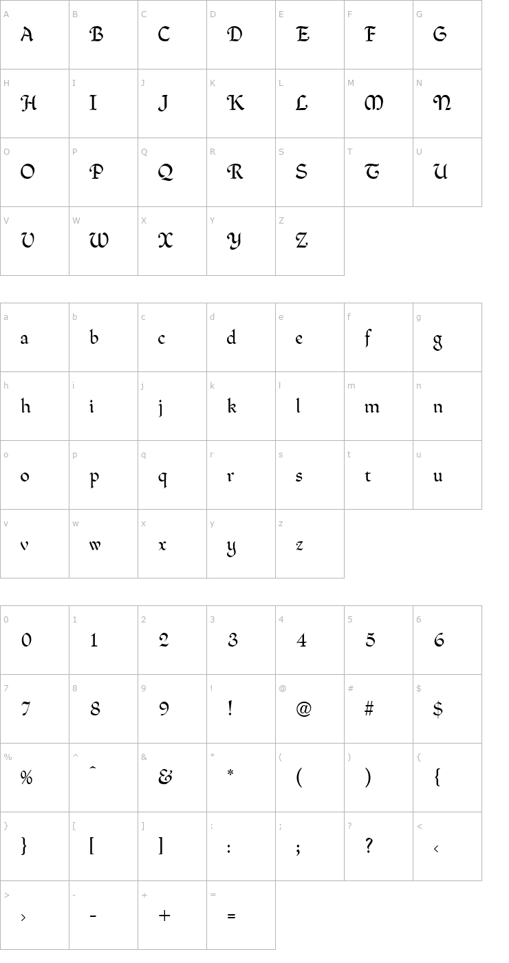 Character Map Freehand Normal Font