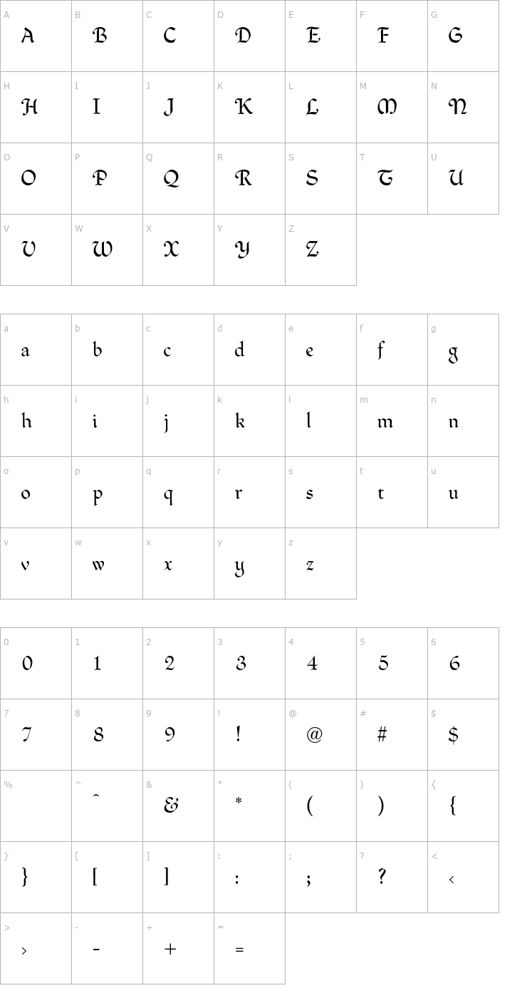 Character Map Freehand-Normal OTF Font