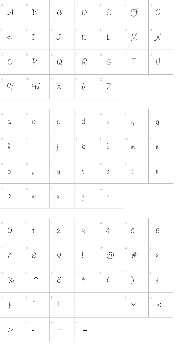 Character Map Freehand591 Font