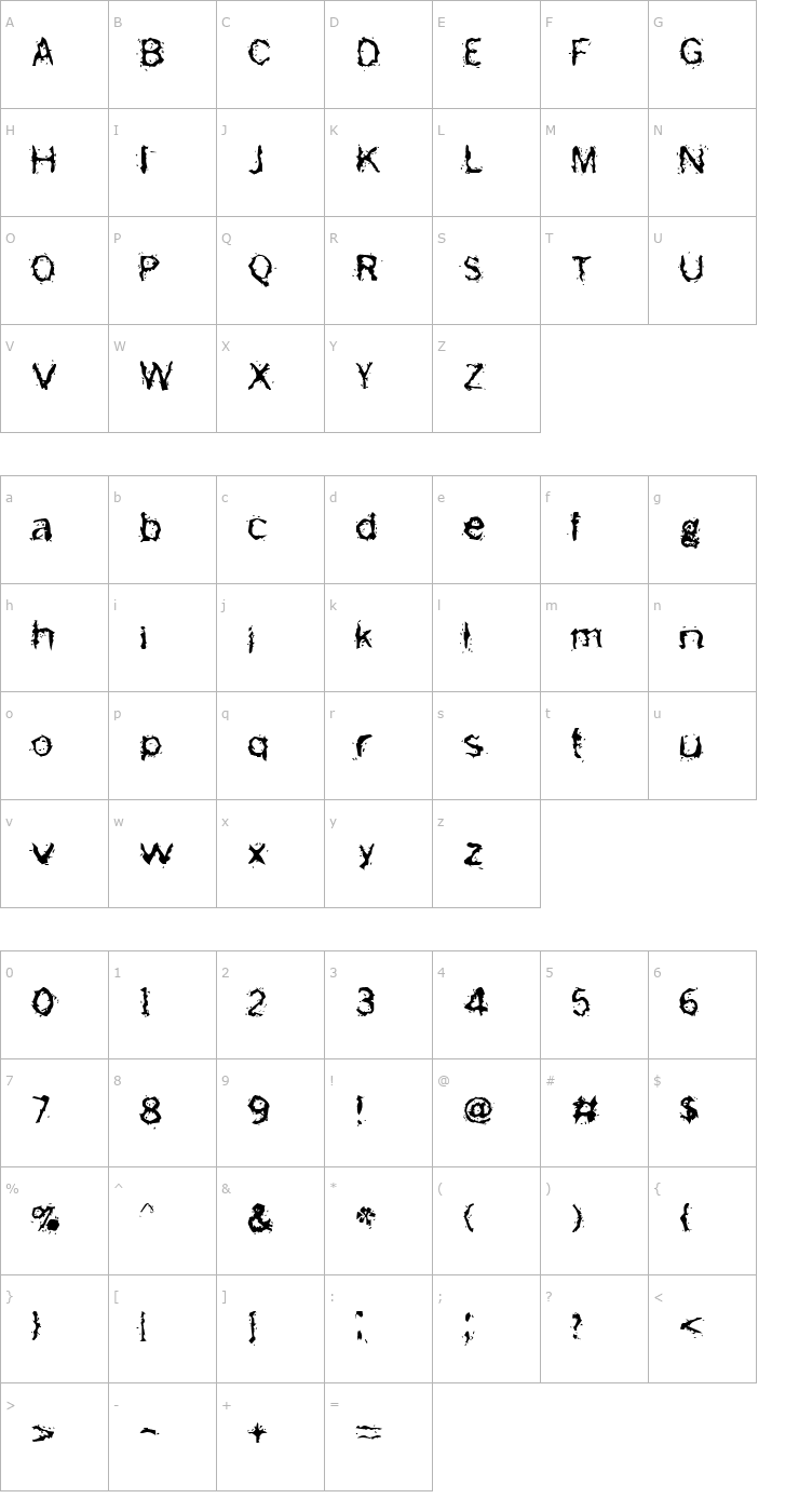 Character Map Freemason Blah Font