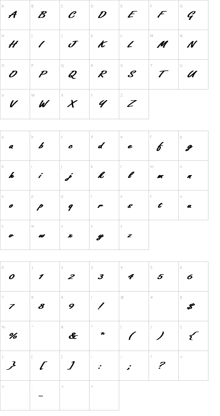Character Map Freeport-Normal Ex Bold Font