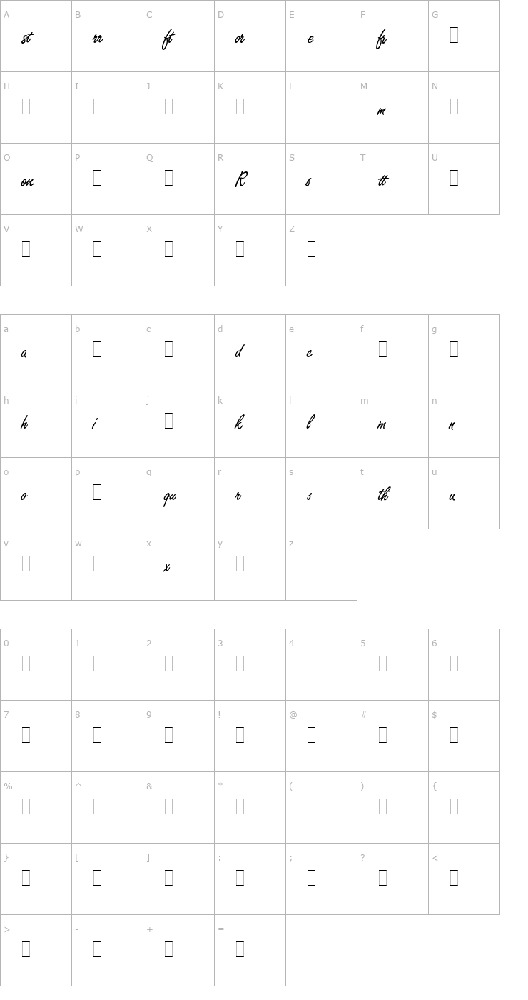 Character Map Freestyle Script Alts LET Plain1.0 Font