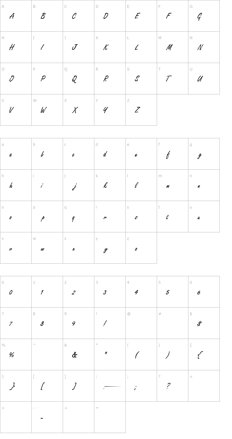 Character Map Freestyle Script Normal Font