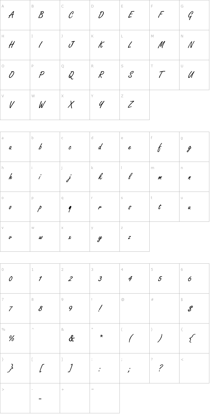 Character Map FreestyleScript Font