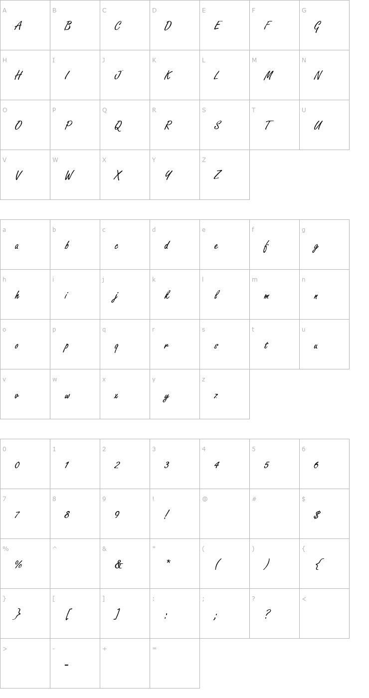 Character Map FreestyleScriptThin Font