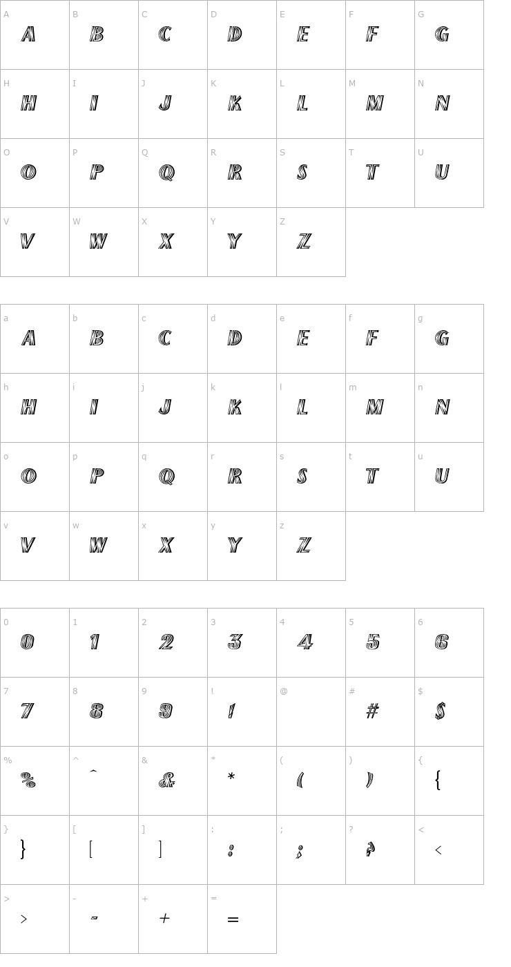 Character Map FrenchFlash Font