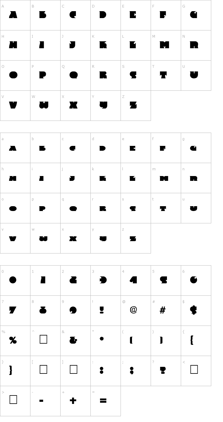 Character Map Frency Font