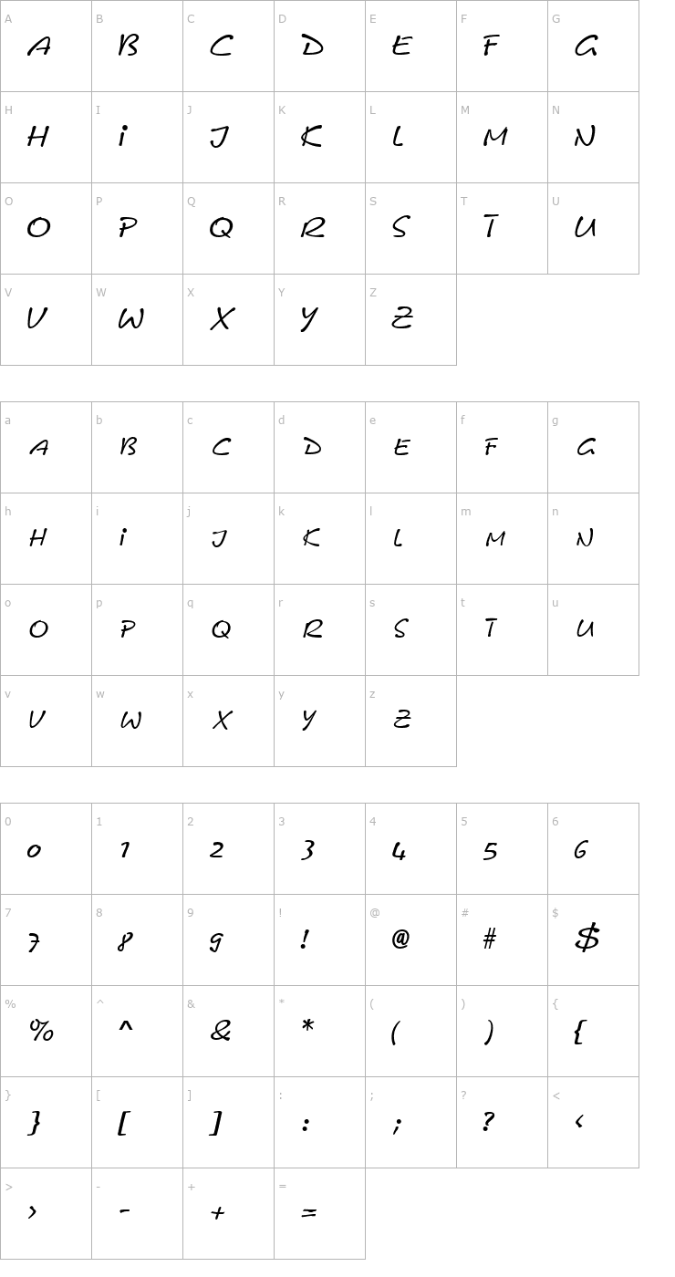 Character Map FreneticSCapsSSK Italic Font