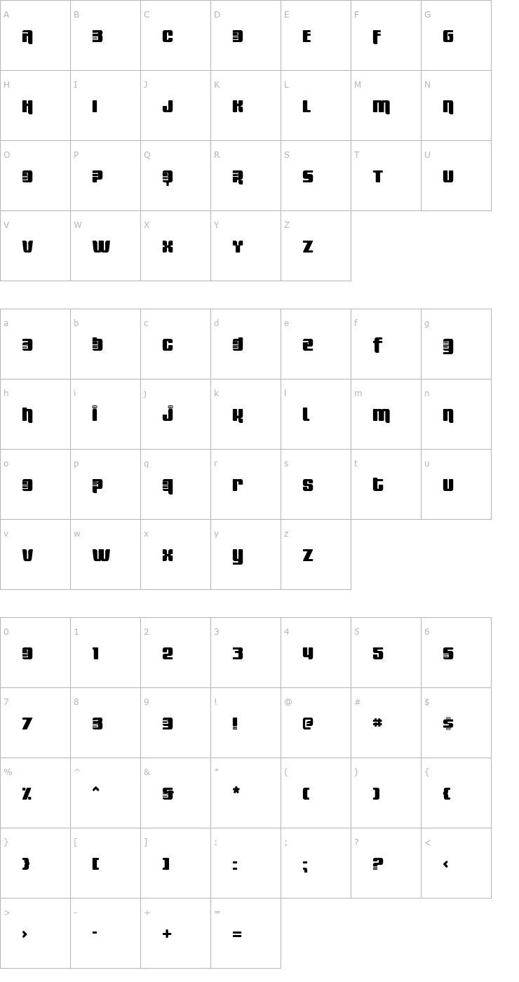 Character Map Fresh Bionik SE Font