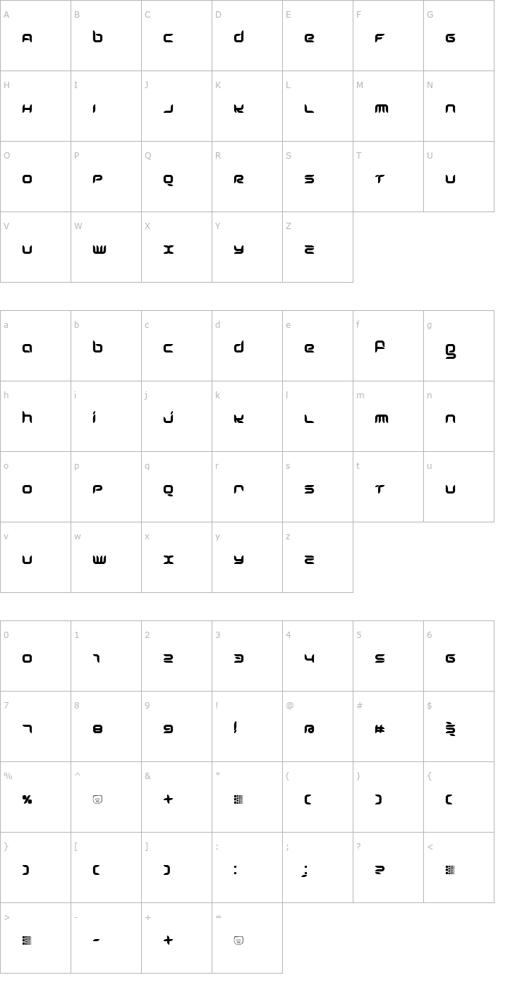 Character Map Freshbot Font