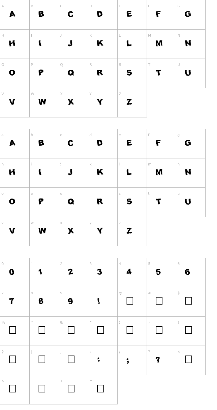 Character Map Fresnel Font