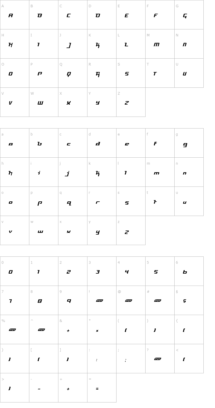 Character Map Freya Light Font