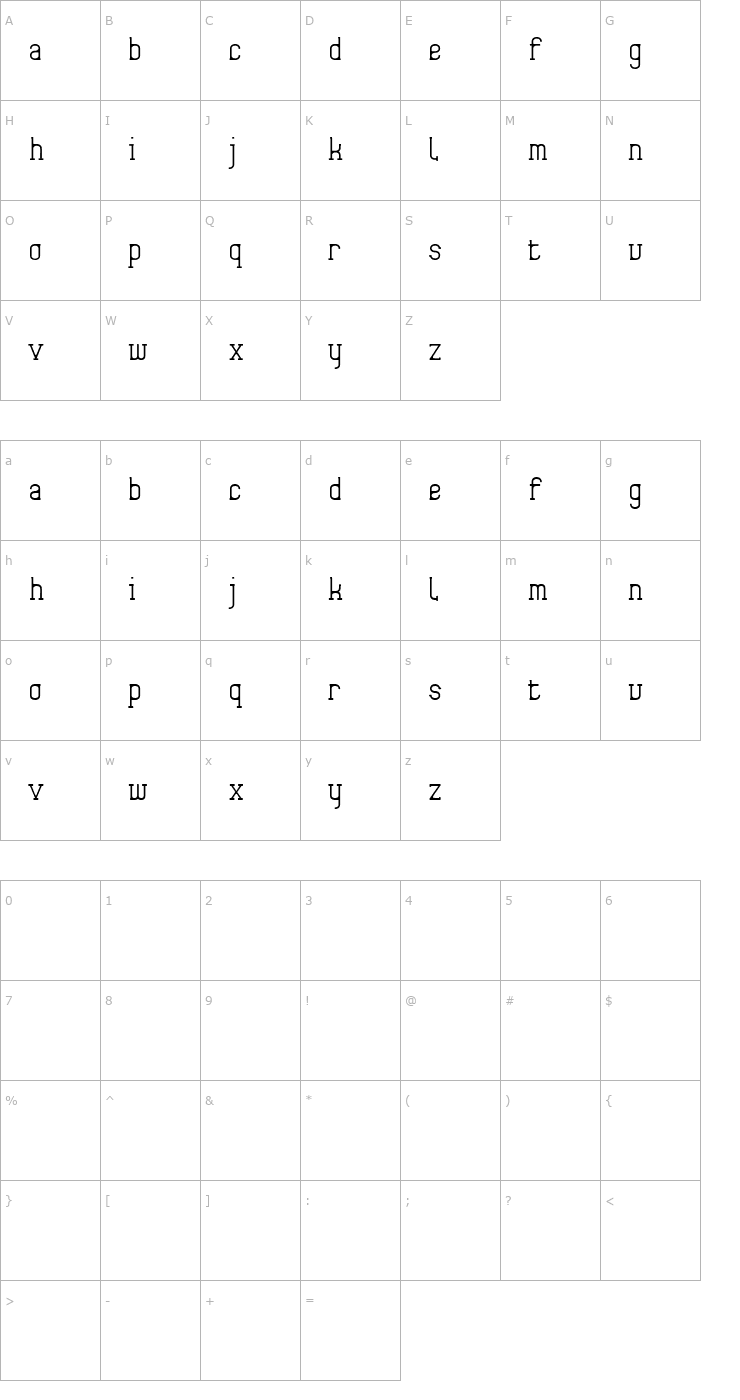 Character Map Frida01 Font