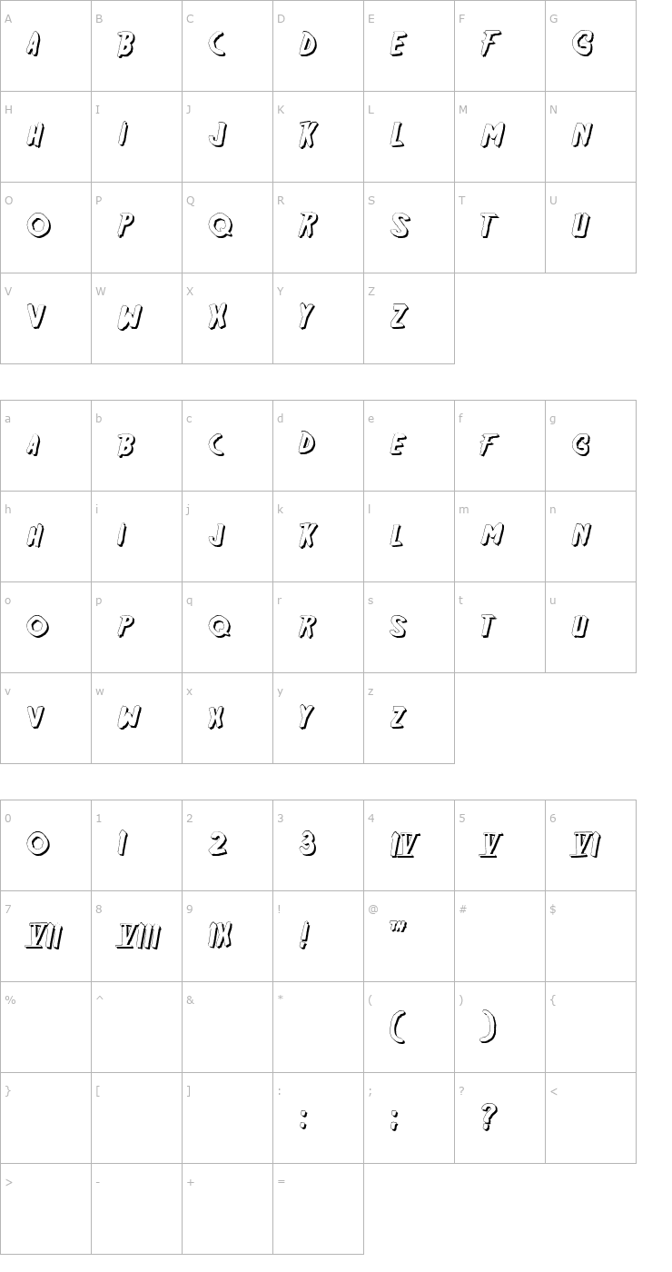 Character Map Friday13SH Font