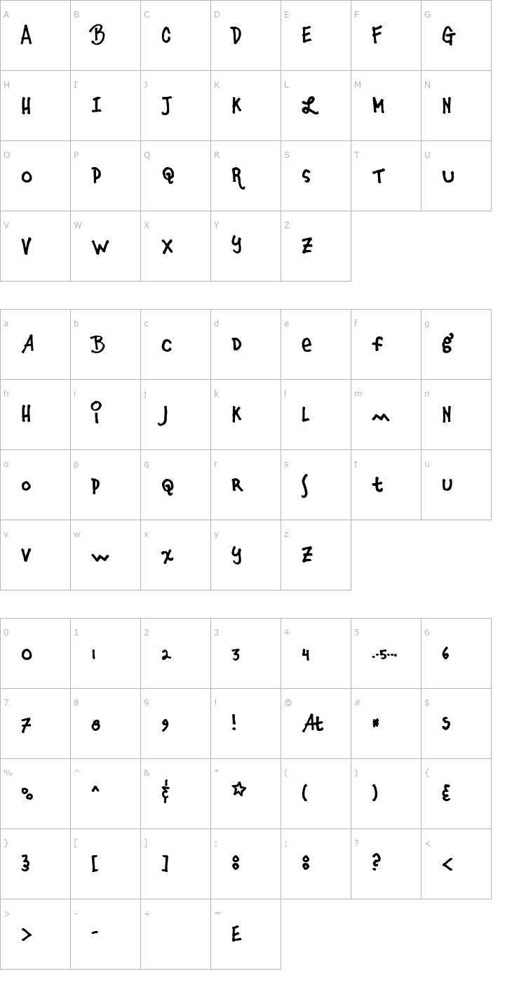 Character Map Fridayluck Font