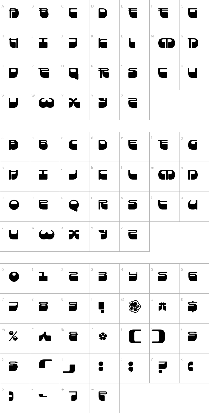 Character Map Frigate Font