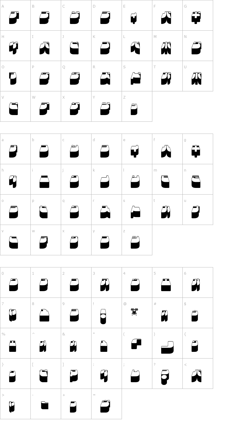 Character Map Frigate Katakana - 3D Font