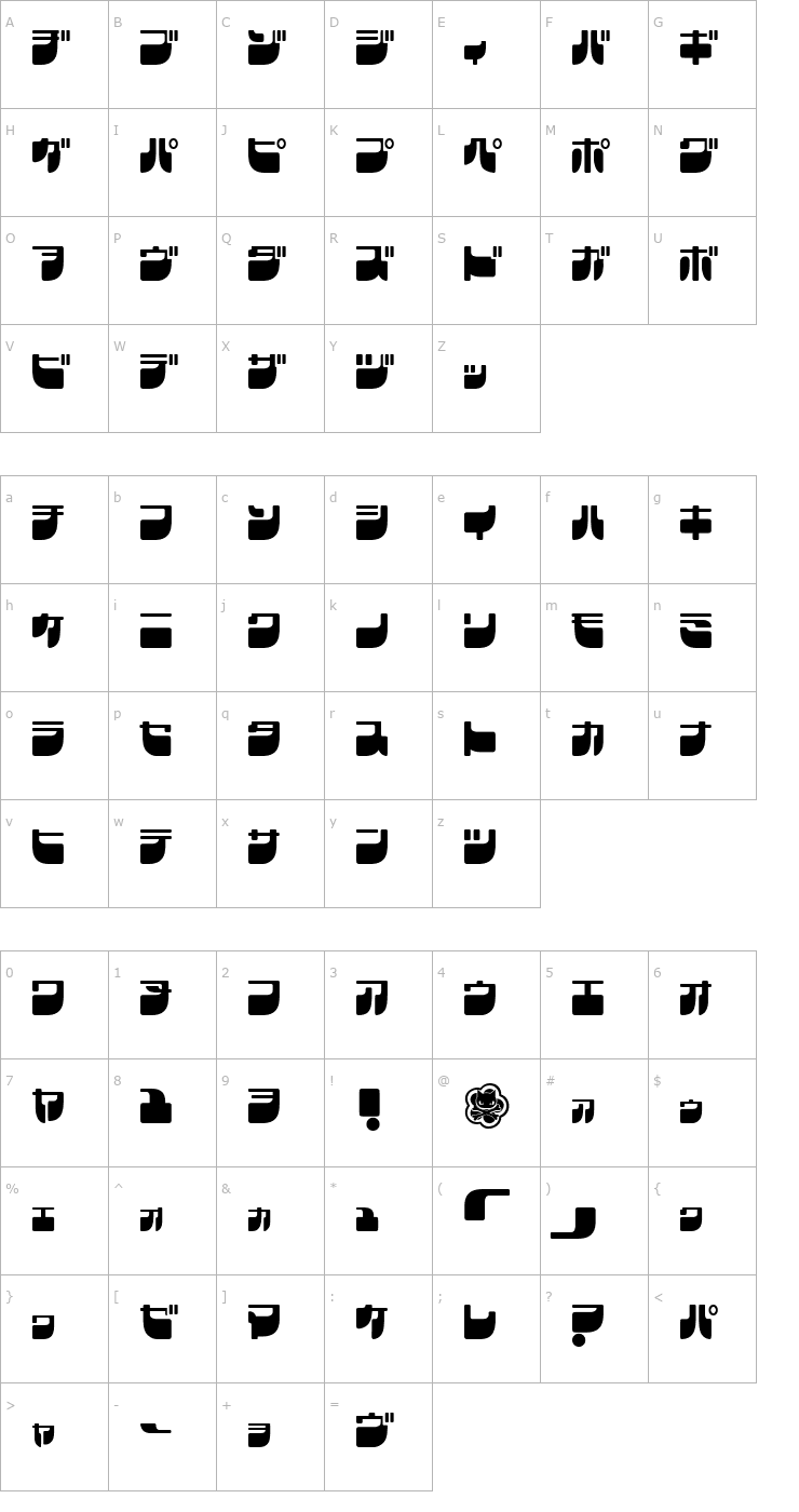 Character Map Frigate Katakana Font